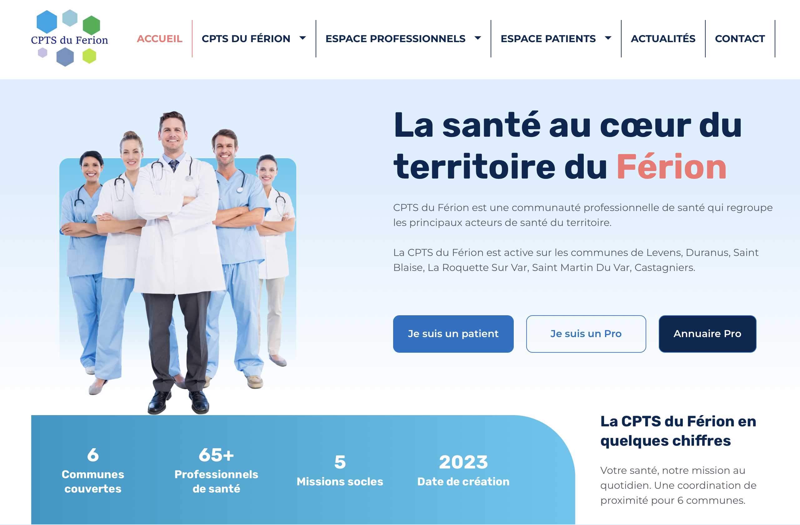 Site internet de la CPTS du Férion réalisé par UNIIO